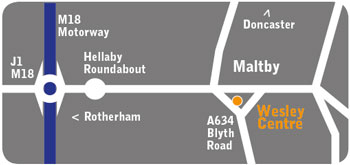 Wesley Centre, Maltby map, Directions